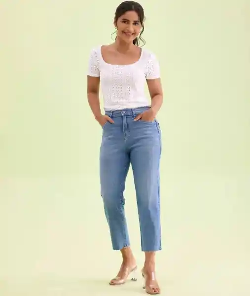 Light Blue Denim Cropped Jeans